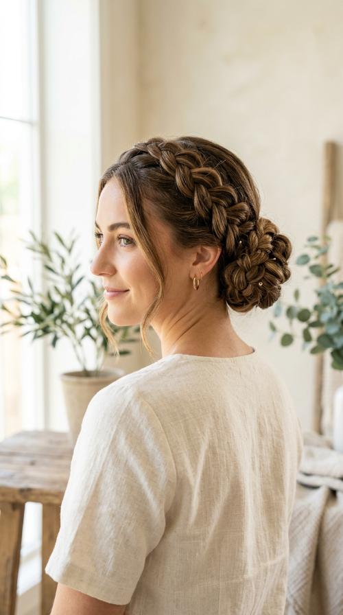 The Braided Crown Bun