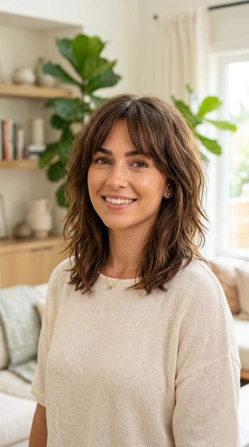 The Choppy Lob with Curtain Bangs