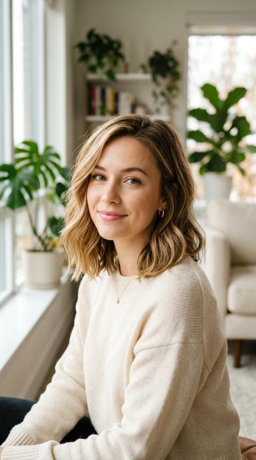 The Classic Lob with Honey Highlights