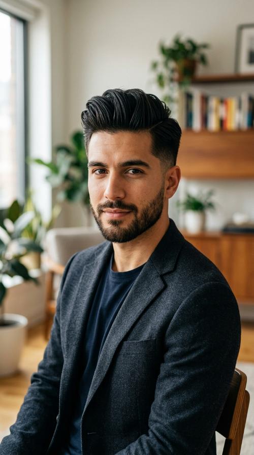 The Classic Pompadour with Tapered Sides