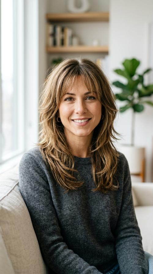 The Classic Rachel Reimagined with Wispy Bangs