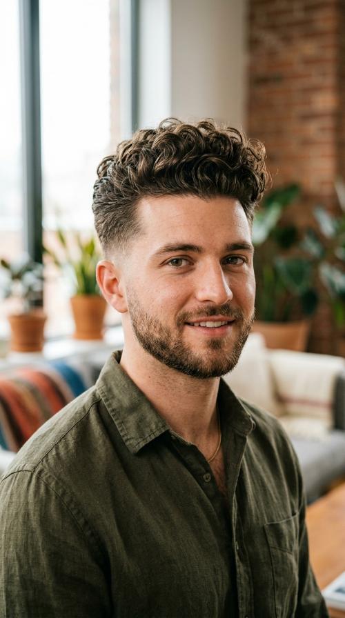 The Curly Pompadour with Taper