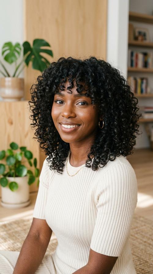 The Curly Shag with Bangs