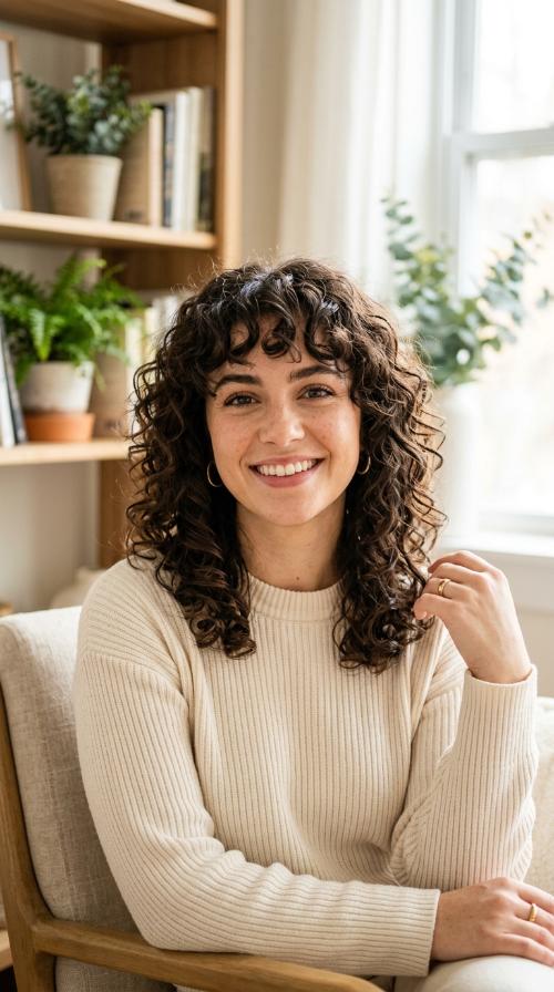 The Curly Shag with Bangs