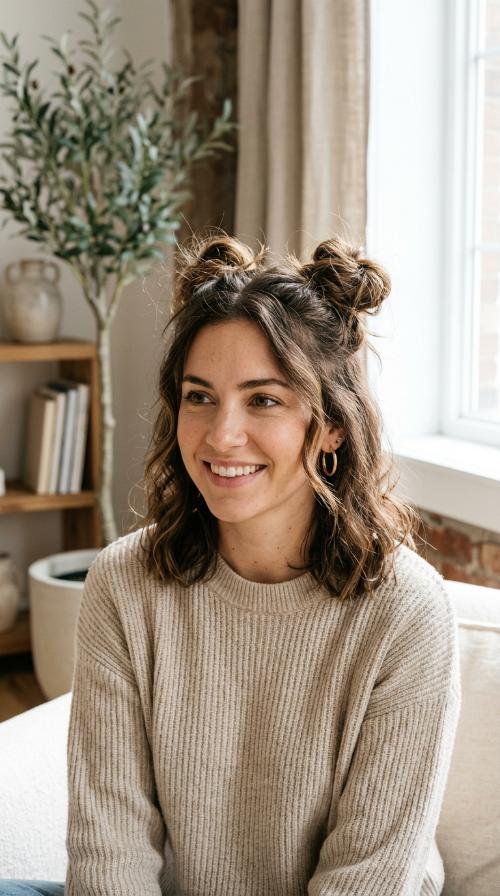 The Double Space Bun Look