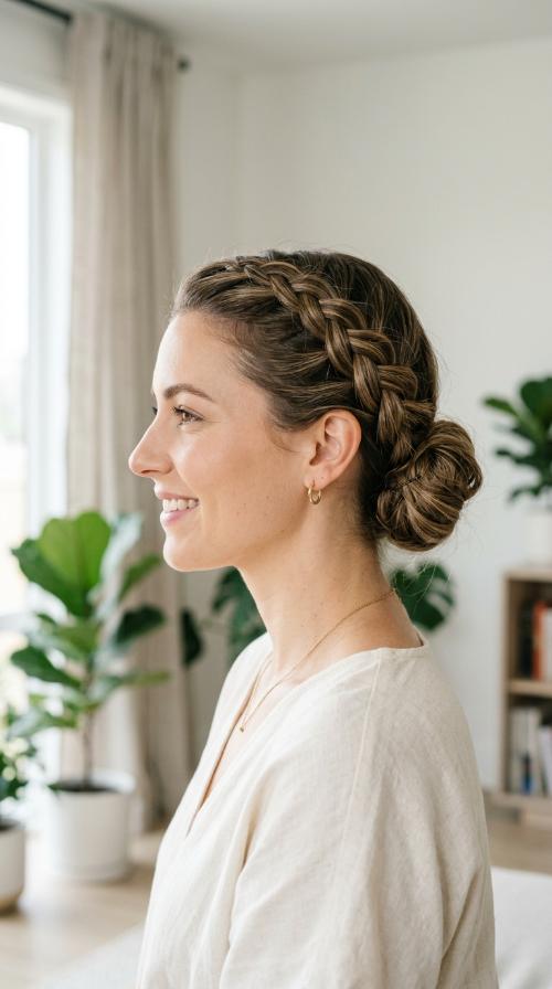 The Dutch Braid Low Bun