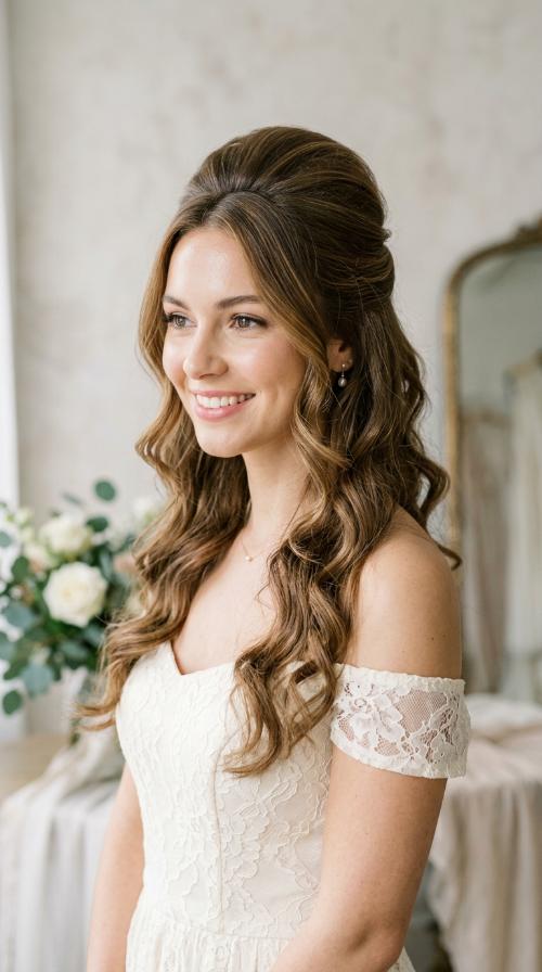The Half-Up Bouffant with Curls