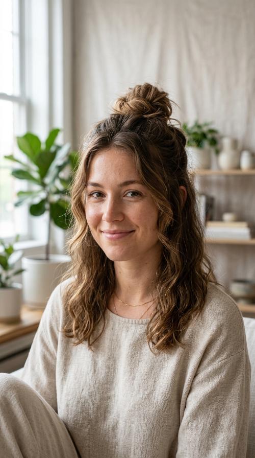 The Half-Up Messy Top Knot