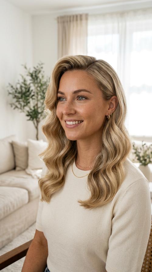 The Hollywood Side Sweep in Vanilla Blonde