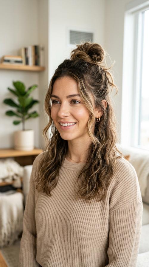 The Messy Half-Up Top Knot