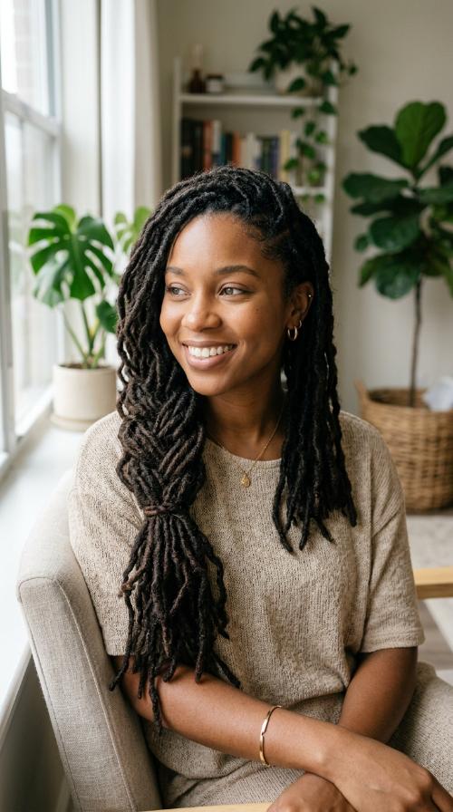 The Messy Loc Side Braid