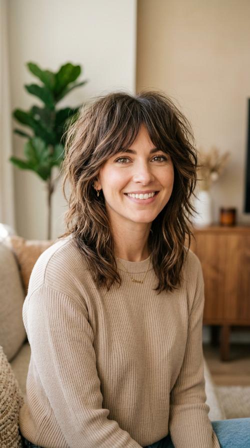 The Messy Modern Shag with Face-Framing