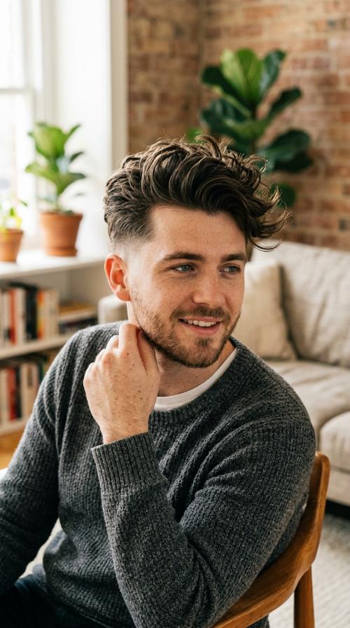 The Messy Quiff with Mid Fade