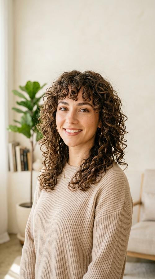 The Modern Shag with Curly Bangs