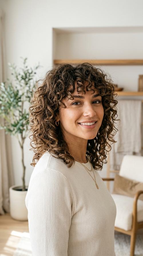 The Modern Shag with Curly Bangs