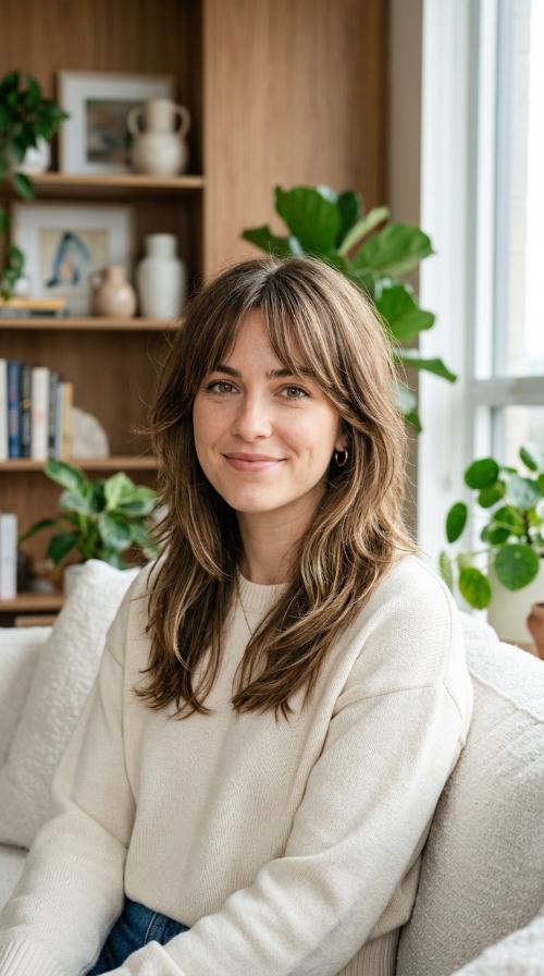 The Modern Shag with Curtain Bangs