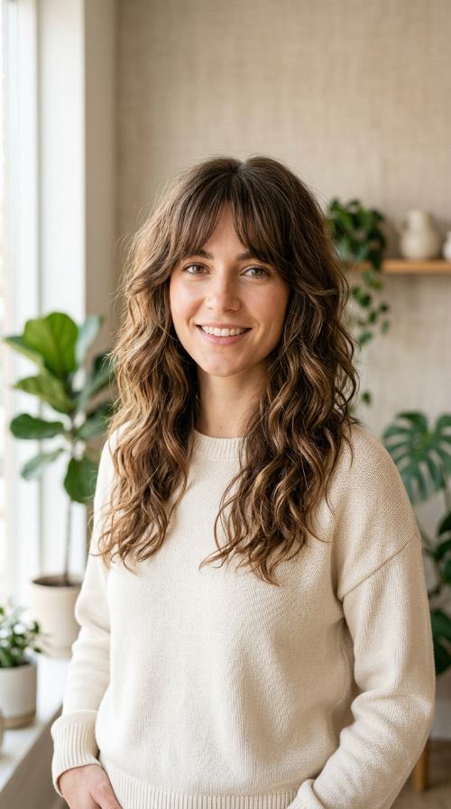 The Modern Shag with Curtain Bangs