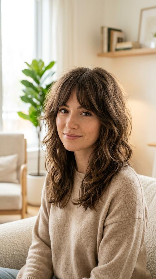 The Modern Shag with Curtain Bangs