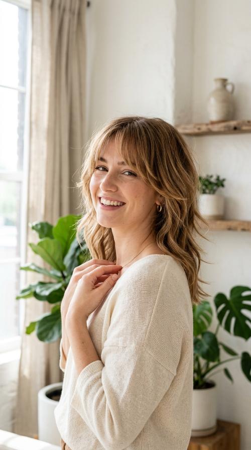 The Modern Shag with Curtain Bangs