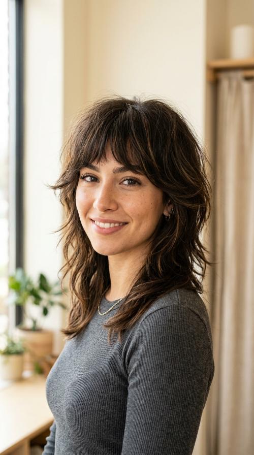 The Modern Wolf Cut with Shaggy Fringe