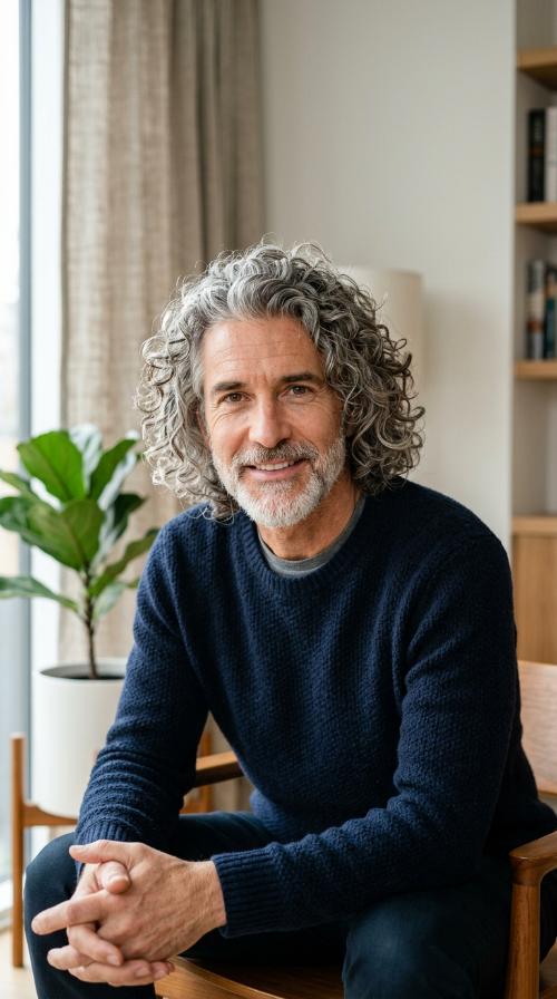 The Salt and Pepper Curly Mane