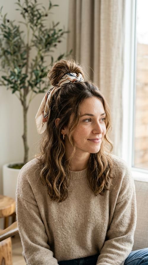 The Scarf-Wrapped Bun