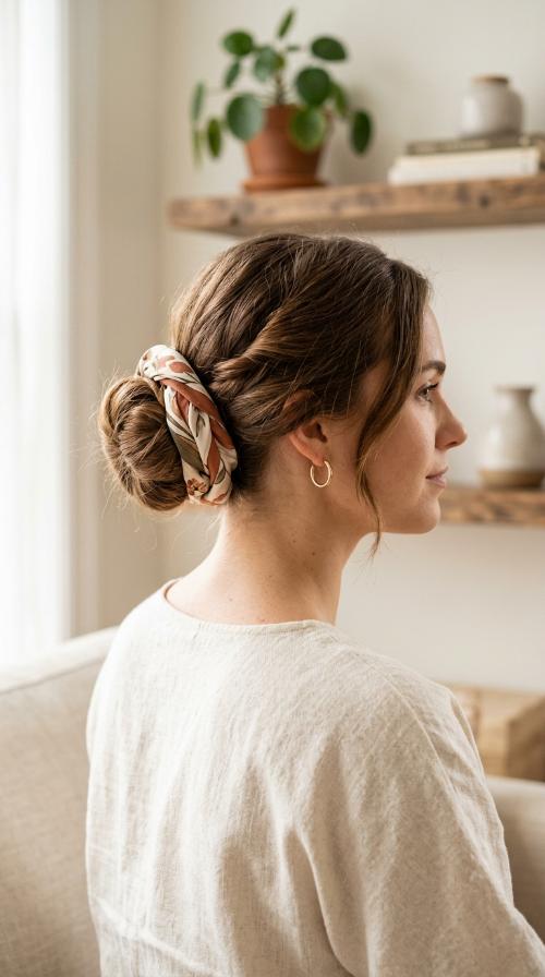 The Scarf-Wrapped Bun