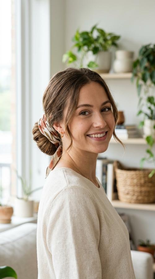 The Scarf-Wrapped Bun