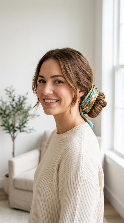 The Scarf-Wrapped Bun