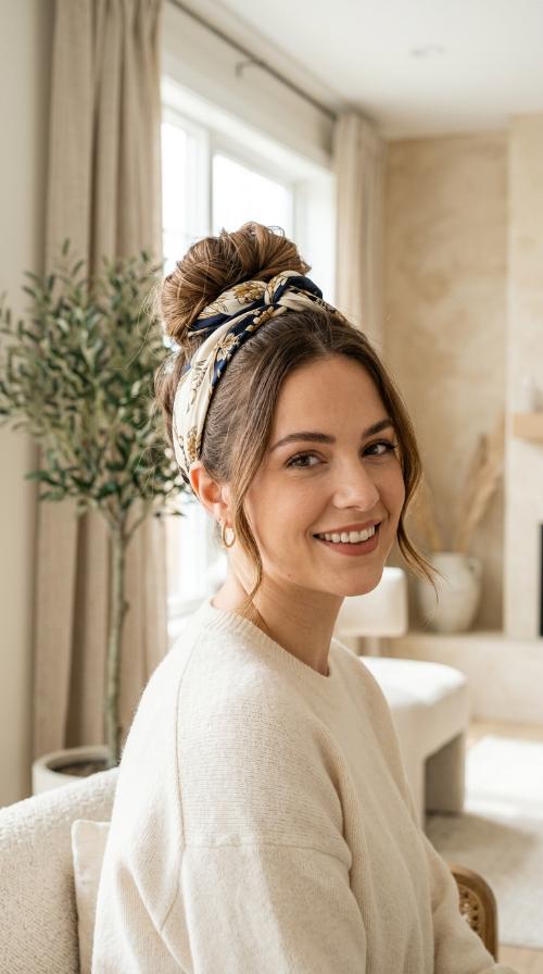 The Scarf-Wrapped Bun