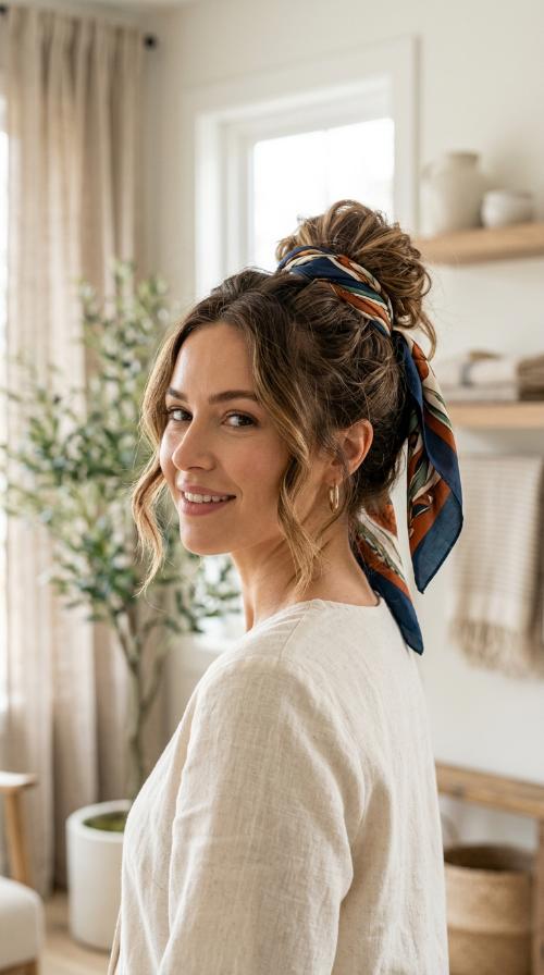 The Scarf-Wrapped Bun