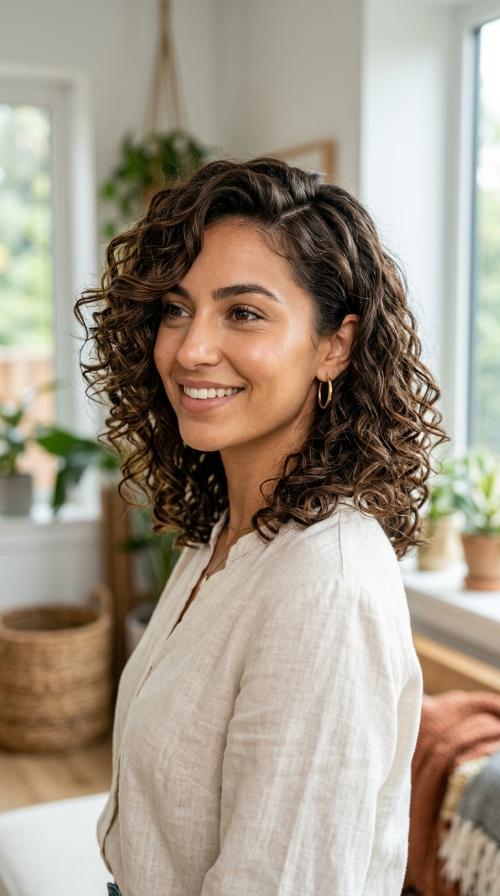 The Side-Parted Curly Lob