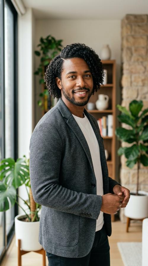 The Side-Parted Curly Professional