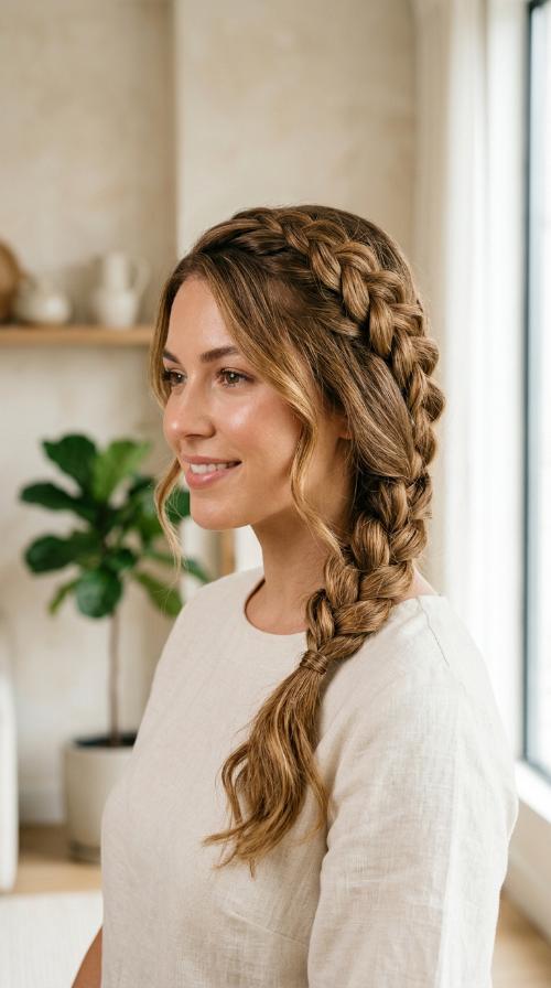 The Side-Swept Dutch Braid