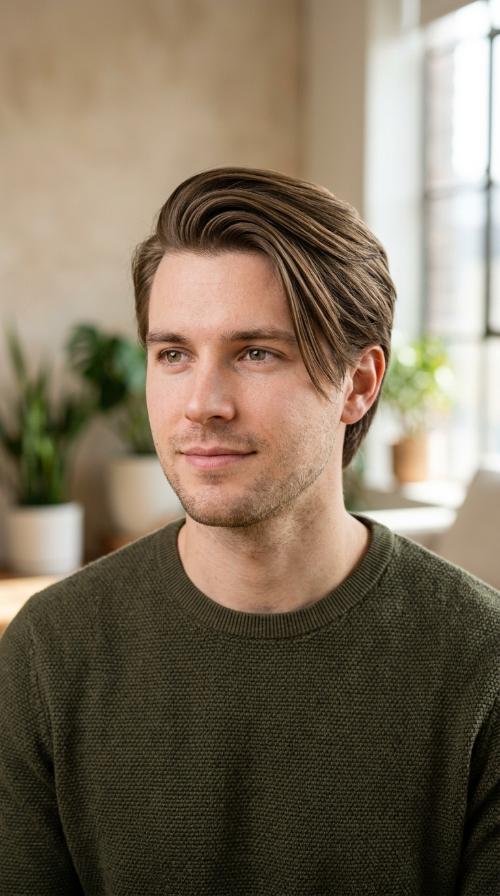 The Side-Swept Long Fringe