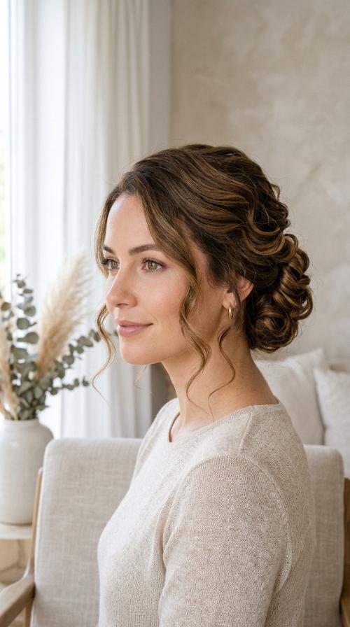The Side-Swept Pinned Curls