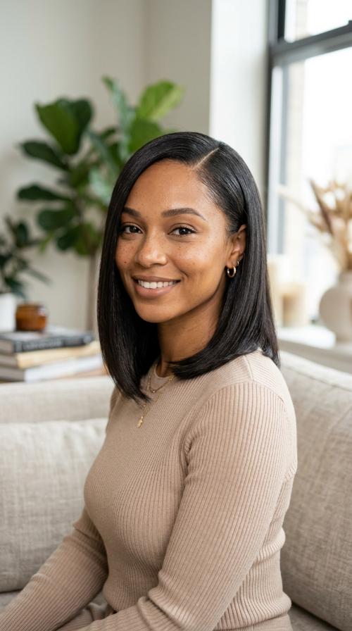 The Sleek Midi with Deep Side Part