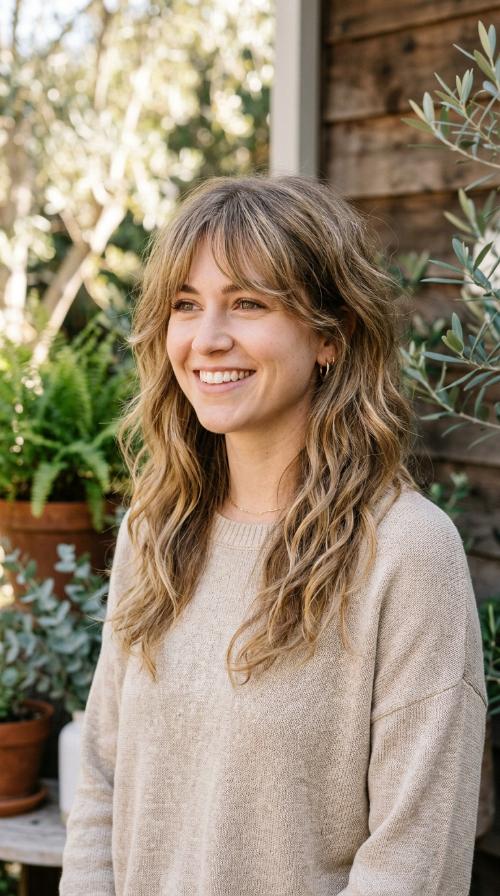 The Soft Shag with Wispy Curtain Bangs