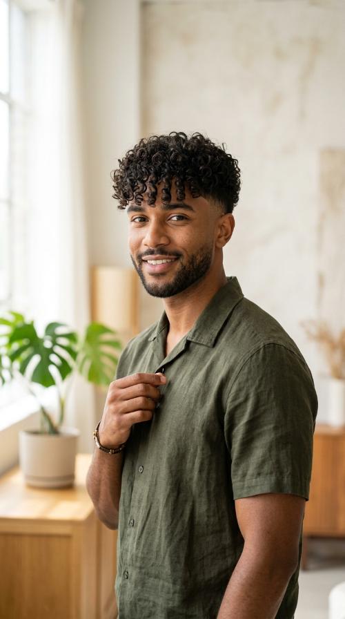 The Textured Curly Fringe with Taper
