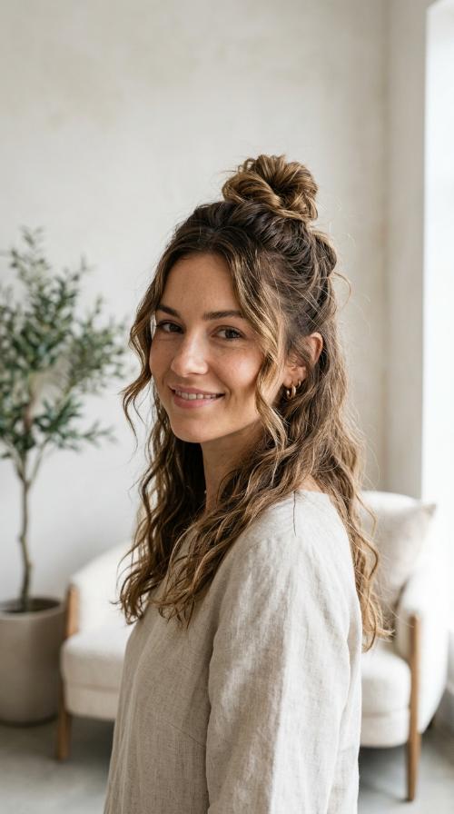 The Textured Messy Top Knot
