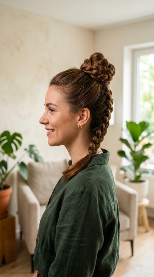 The Upside-Down Braided Top Knot