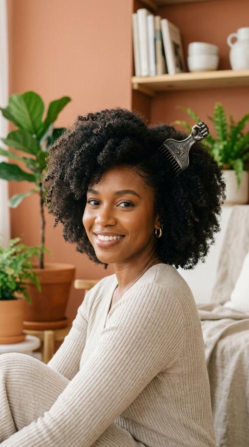 The Voluminous Afro Pick Look