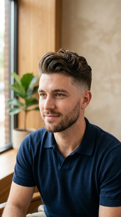 The Wavy Pompadour Fade