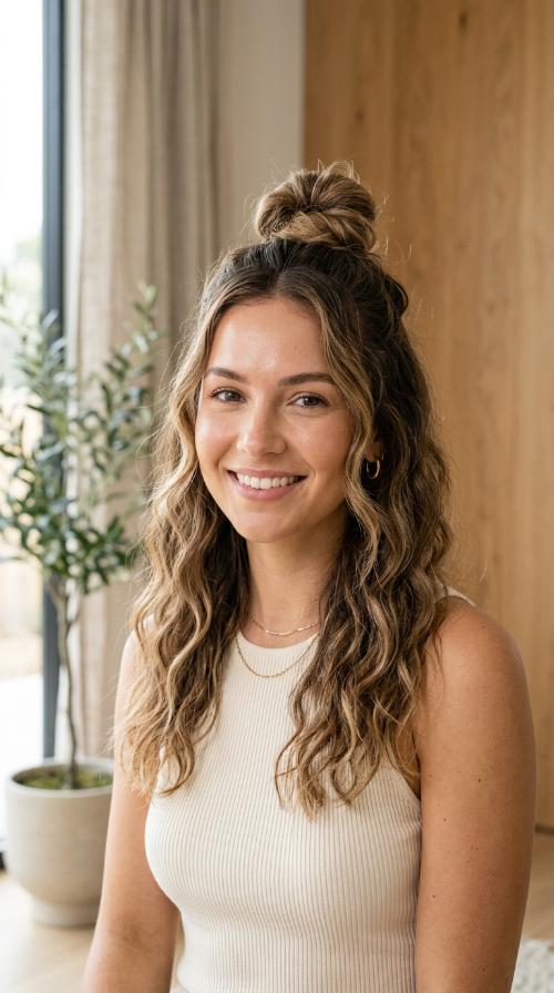 Top Knot with Beach Waves