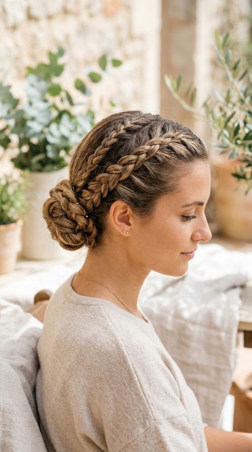 Triple Braided Low Bun