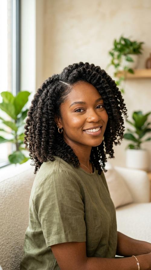 Twist-Out with Side Part