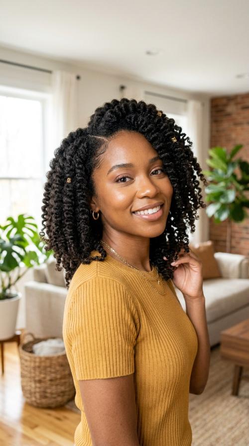 Twist-Out with Side Part