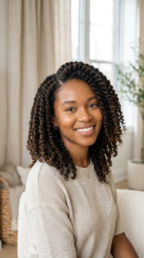 Twist-Out with Side Part