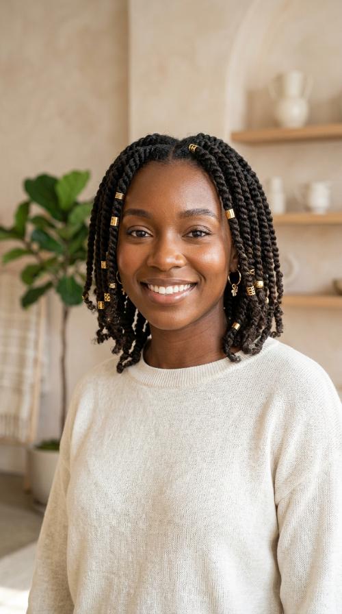 Twisted Bob with Gold Cuffs