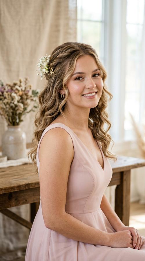 Twisted Boho Half-Up Style